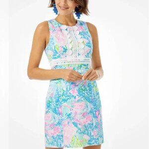 Lilly Pulitzer Railee Shift dress in print Multi Fished My Wish size 14 NWT